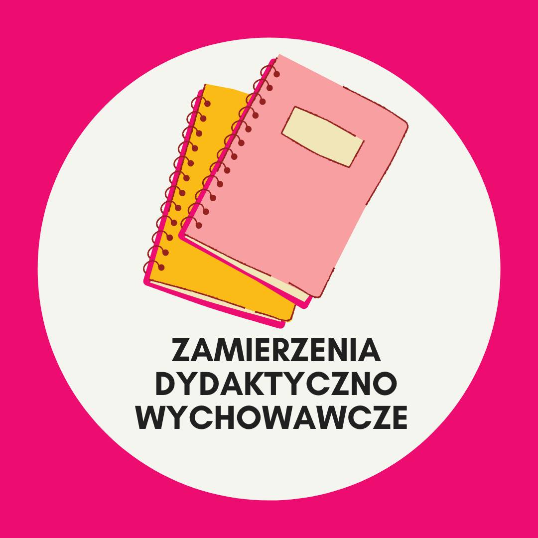 Obrazek z niebieskim tłem przedstawiający ucznia w ławce. Obok biały napis zamierzenia dydaktyczno-wychowawcze.